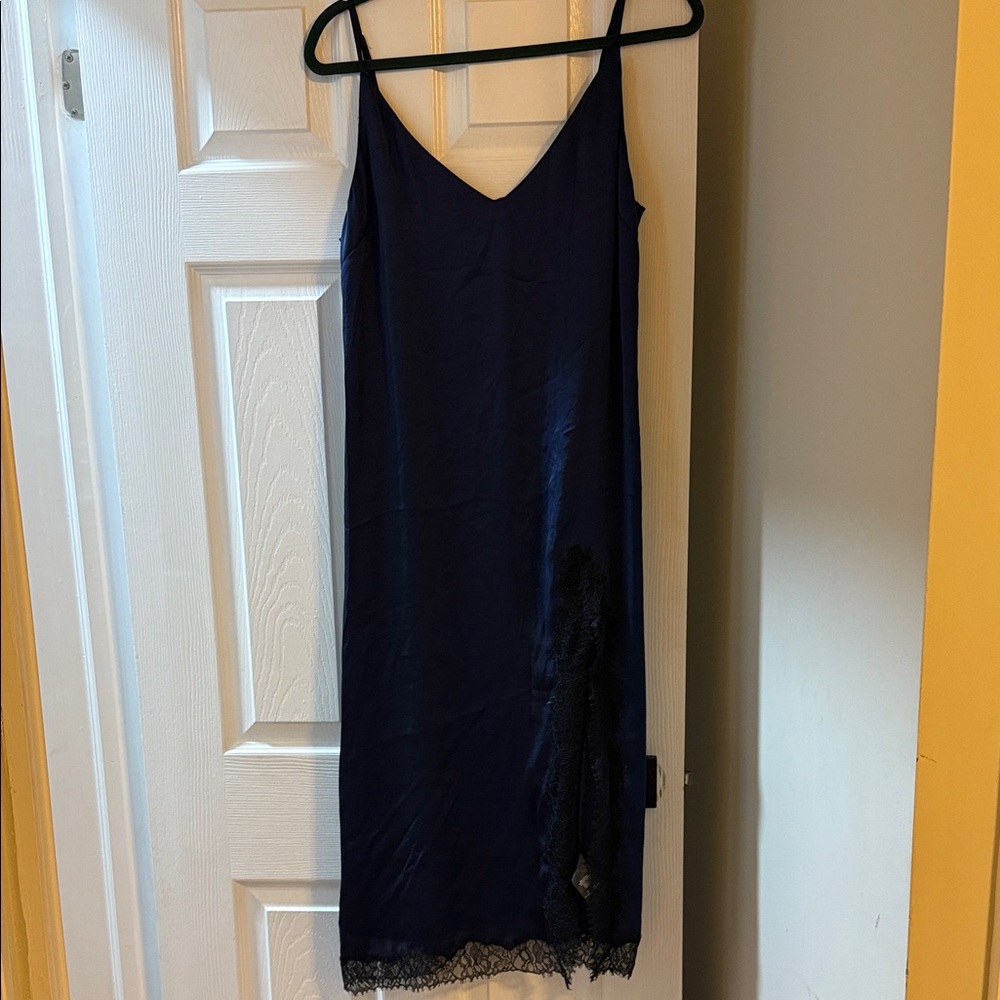 Wilfred Midnight Blue Slip Dress with Lace Detail